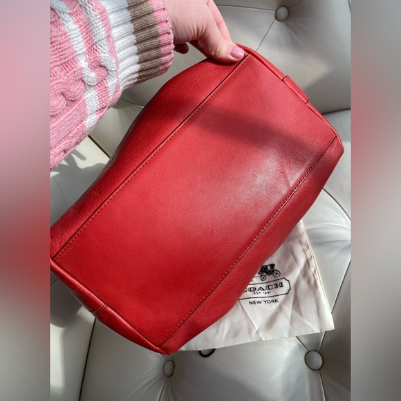 Coach 19893 Legacy Fiery Coral Retro Leather Duffle Hobo Bucket Shoulder Bag - Picture 8 of 16